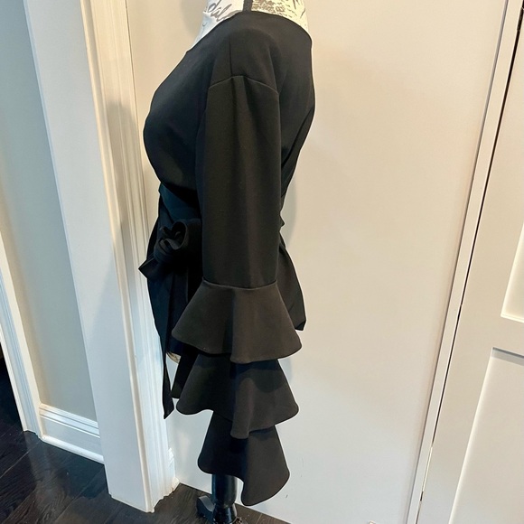 VENUS Ruffle Off the Shoulder One Sleeve Tie Waist Top - Picture 13 of 16